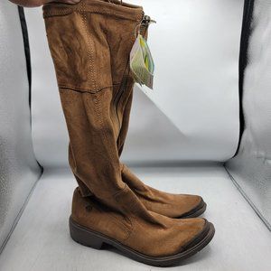 BZEES Boomerang Womens 6 Brown Boots Block Heel Top Drawstring Zip Casual